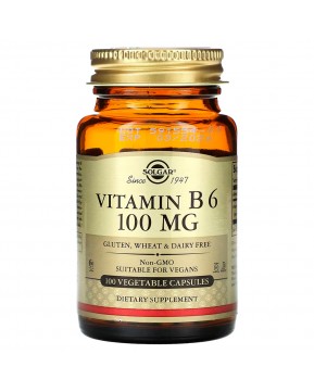 Solgar, Витамин B6, 100 мг, 100 растительных капсул